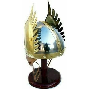 AnNafi® Medieval Wing Viking Helmet | Wings Norman Nasal King Helmet | Deluxe Viking Winged Fully Wearable Helm with Liner Emperor Armour for Adult | Medieval Costumes SCA LARP Replica Costume Cosplay