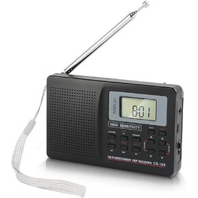 راديو AM FM، راديو رقمي محمول FM AM SW جهاز استقبال ضبط رقمي كامل النطاق مع ساعة منبه، راديو جيب صغير لهدايا كبار السن، وظيفة الذاكرة، مفاتيح الإضاءة الخلفية