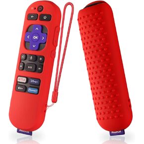 Silicone Case for Roku Express 4K+ Voice Remote RCA1R, Roku Voice Remote Cover RC-GZ1 Roku Streaming Stick 4K Silicone Sleeve with Lanyard(Purple)