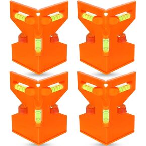 4 Pcs Magnetic Post Level for Pipe, Post and Beams Leveling, Folding Level Tool with 3 Vials, Adjustable Pipe Level with Elastic Loop for Hands-free Work, Easy Plumb and Level Reads