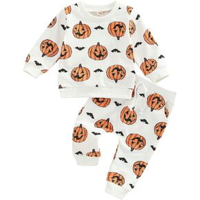 Baby Boy Girl Halloween Outfit Newborn Toddler Pumpkin Long Sleeve Sweatshirt Top Casual Pants Fall Winter Clothes