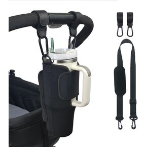 Stroller Cup Holder Compatible with Stanley,Stroller Cup Holder with Adjustable Strap and Pouch Taking Everywhere,Accessories for 30/40oz Stanley Cup