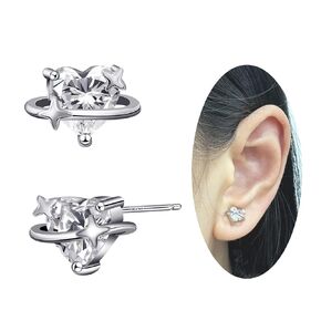 Meteor Heart Earrings Stud 925 Sterling Silver Earrings for Women Cubic Zirconia Earrings Hypoallergenic Earrings for Women Gifts