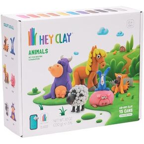 Hey Clay Animals - 15 Cans of Colorful Air-Dry Kids Clay with Interactive App