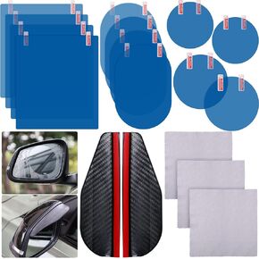 Tallew Car Rearview Mirror Film Rainproof Waterproof Mirror Film and Mirror Rain Visor Eyebrow Anti Fog Glare Side Mirror Rain Guard for Most Car Mirrors and Side Windows (17 Pcs)
