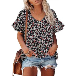 RITERA Plus Size Top for Womens Short Sleeve Shirt Casual Loose Tunic Blouse XL-5XL