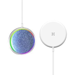 Fast Magnetic Wireless Charger 15W Max Floating Glitter Quicksand Charger Pad with Sleek Design Compatible iPhone14/14 Pro/14 Pro Max/14 Plus/iPhone 13/13 Pro/13 Pro Max/13 Mini Pink Blue (Blue)
