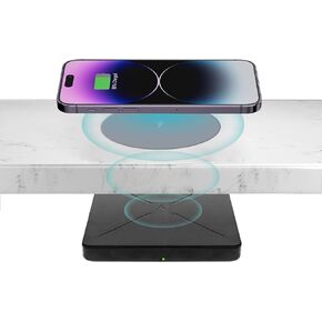 Invisible Wireless Charger, 40MM(1.57") Under Desk Wireless Charger, Under Counter Wireless Charging for iPhone 15/14/13/ Samsung Galaxy S23/S22/S21(Adapter Included)