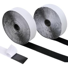 30 Feet x 1.5 Inch Hook and Loop Tape - Nylon Heavy Duty Sticky Interlocking Tape with Adhesive for School Home Outdoor(Black, 1 1/2 inch)
