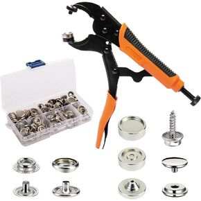 INNOVIO Heavy Duty Snap Fastener Tool Kit, Button Snap Tool with 40 Sets 15mm Snaps, Snap Pliers for Metal Snaps, Adjustable Snap Tool for Repairing Boat Cover, Canvas, Sewing, Tarps, Fabric