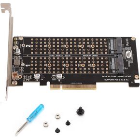 Adapter Card Kit, Dual M.2 NVMe SSD to PCIE X8 Interface M Key Hard Disk Drive Converter Reader Expansion Card for Desktop PC, 2 x 32Gbps Transmission Speed (ph45) in Saudi Arabia