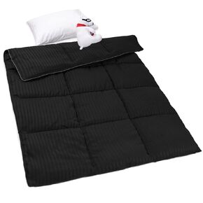 ZPECC Toddler Comforter Blanket - 39" x 47" Crib Comforter Quilt for Boys, Soft Child Quilt for Crib Bed, Stroller, Cot, Daycare, Travel, Kids, Machine Washable, Black Stripe