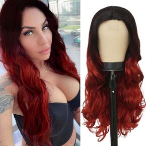 Blonde Pink Wigs Long Curly Wavy Wigs for Women Synthetic Ombre blonde and pink Middle Part Wave Wig for Cosplay Halloween Use