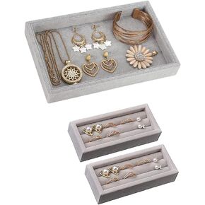 Valyria Jewelry Organizer Tray, Stackable Velvet Jewelry Trays, Drawer Inserts Earring Organizer For Women Girls Jewelry Storage Display Case for Rings Stud Necklaces
