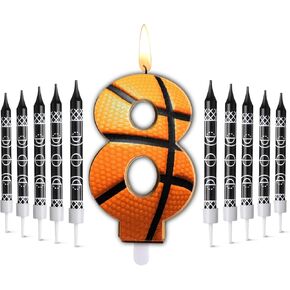 Photect 11 Pcs Basketball Birthday Candles Number 5-9 Candle Cake Topper Decor Basketball Themed Birthday Cake Decorations for Boys Girls Kids Party Supplies Decoration (Number 8) in Kuwait