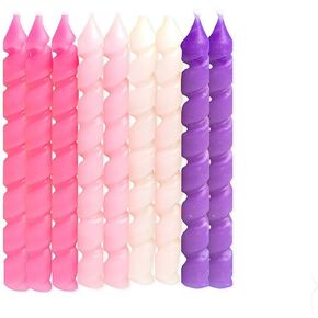 Unique Pink & Purple Spiral Birthday Candles - 10ct, Vibrant Colors - Perfect For Parties, Cake Decorations & Celebrations