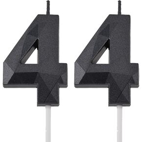 2 inch Blue 44 Birthday Candles, 3D Diamond Number 44th Cake Topper for Boys Girls Birthday Party Decorations Theme Party