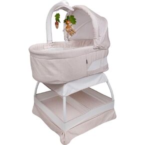 Baby Sweetli Calm Infant Bassinet Bedside Crib Sleeper with Cry Recognition, Electric Mobile with Deluxe Toys, Music, Twinkling Night-Lights, and Vibration (Sage Fern Leaves)