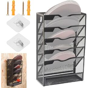 Hanging 5-Tier Mesh Sandpaper Organizer, Metal Sandpaper Organizer for 5 Inch and 6 Inch, Holds 5 Different Sandpapers, Sandpaper Storage Rack, Sandpaper Tool Accessories (Excludes sandpaper)- Black…
