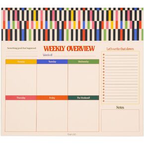 ban.do Weekly Planner Notepad, Mini Desk Planner, Undated Weekly Calendar, Daily To Do List Notepad with 52 Sheets, Mid Century Stripe