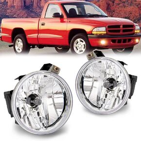 Driving Fog Lights Lamps Assembly Kit for 2001-2003 Dodge Durango 2001-2004 Dodge Dakota Pickup Fog Light Replacement with 881 12V 27W Bulbs Clear Lens-1 Pair