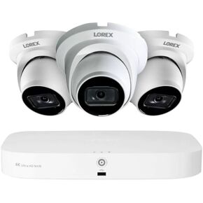 Lorex Fusion 4K PoE Outdoor/Indoor Smart Home Security Camera System, 2TB NVR, White – 3 Dome IP Cameras, 16 Channel (Wired & WiFi Fusion) Surveillance, Human/Vehicle Detection, Color Night Vision…