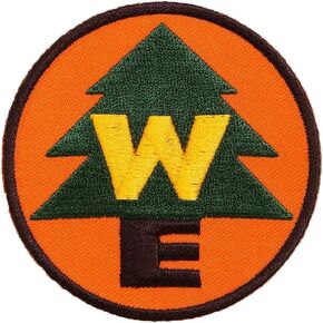 Wilderness Explorer Boy Scout Camping, Size 3x3 Inches Embroidered Iron on Patch. by TheDNtrading., Dark Green, Brown, Yellow, Orange., 3inchWx3inchH