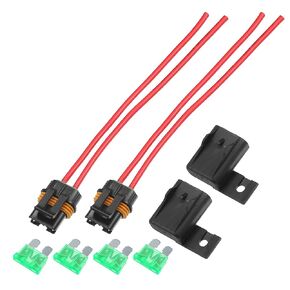 X AUTOHAUX 2 Set Inline Fuse Holder Waterproof Blade Style ATO/ATC Holder 30A 12A Gauge Wiring Harness with Cover for Automotive Marine