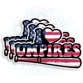 (3Pcs) I Love Umpires Sticker Funny Umpire Baseball Softball Catcher's Mask Helmet Sticker 2" Waterproof Vinyl Die-Cut Sticker for Hard Hat Laptop Water Bottle Cup Phone Gift for Sport Decal 2 Inches