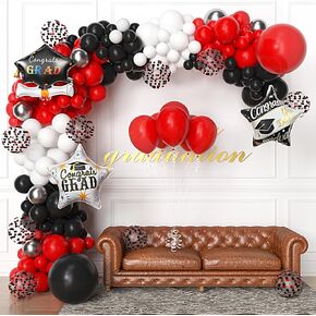 Graduation Balloon Garland Arch Kit Red Black White Balloons for College High School Graduation Party Graduation Decorations