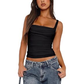 Going Out Tops for Women Trendy Y2k Tank Tops Backless Sexy Ruched Cute Summer Basic Tee Cropped 2024 Tops