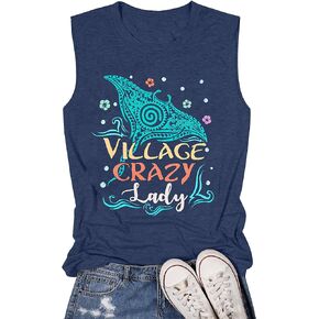 JINTING Village Crazy Lady Shirt Summer Tank Tops Vacation Sleeveless Tops for Women Letter Graphic Tank Top