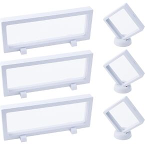 6Pcs Floating Display Case Floating Frame Display Holder 3D Display Stand Coin Chip Pin Box Display Case for Collectible, Memorabilia, Decorations, Jewelry, Gemstones (Rectangle+Square)
