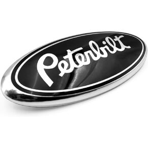1PC Word Peterbilt Oval 9" ABS Aluminum Car Front Grille Grill Hood Custom Auto Trunk Emblem Badge Fit for 4L34-15402A-CA Black