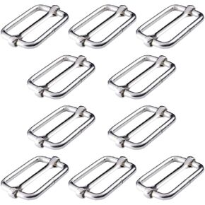BEADNOVA Adjustable Slide Buckle 1 Inch Triglide Slides Metal Webbing Slider For Strap Belt Backpack Handbag DIY (10 Pieces, Silver Color)