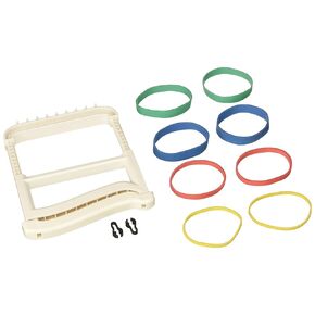 Rolyan Basic Ergonomic Hand Exerciser, Strengthening Device for Fingers, Hands, and Thumbs, Comes with 4 Pairs of Graded Rubber Bands with Progressive Difficulty, White