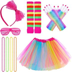 80s زي اكسسوارات ملابس توتو تنورة تدفئة الساق قفازات شبكة صيد السمك مصراع زجاج عقال قلادة للنساء 80s حفلة الهالوين in Kuwait