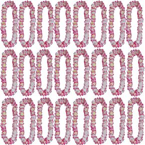24Counts Hawaiian Leis Bulk, Thickened Tropical Flower Necklace Luau Party Beach Hawaii Favors Graduation Lei