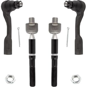 ES80381 ES80382 EV800444 Front Inner & Outer Tie Rod Ends Left & Right for Toyota Sequoia 2003-2007 Tundra 2003-2006 4.0L 4.7L, Pack of 4