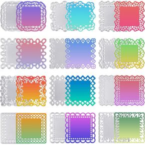 Censen 12 Piece Metal Die Cuts Set Lace Flower Border Cutting Dies for Card Making Different Patterns Cut Stencils Decorative Embossing Paper Dies for DIY Stamp Scrapbooking Craft Photo Album (Square)