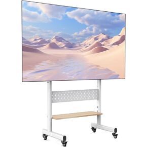 FITUEYES Rolling TV Stand for 40-85inch TV, Portable TV Stand with Wheels Holds up to 132 LBs, Height Adjustable Mobile TV Cart with Multifunctional Storage for Office, Living Room, Bedroom