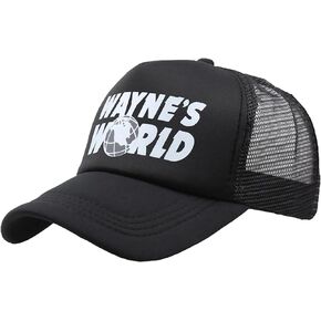 Wayne’s World Cap Adjustable Hat Mesh Hat Headwear Hats Baseball Caps Casual Cap Cotton Sunhat Black
