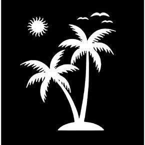Palm Tree Sticker Viynl Decal Sticker for Windows, Tropical Beach, Car Sticker | Cars Trucks Vans Laptops, Bumper Sticker, Size 5'' (BLACK)