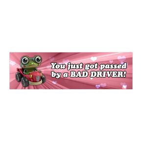 You Just Got Passed By A Bad Driver Cute Frog Hearts Meme Bumper Sticker & Car Magnet
