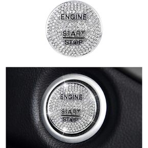 1797 Compatible Ignition Button Cap for Mercedes Benz Accessories Bling Parts W205 W212 C E CLA CLS GLA GLC GLE GLS Class Start Stop Push Covers Decal Interior Decoration AMG Women Men Crystal Silver