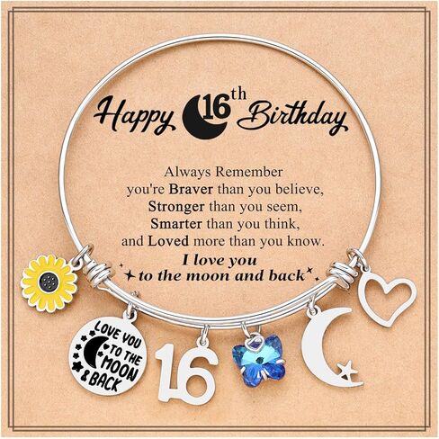 PINKDODO I Love You to the Moon and Back Birthday Bracelets, 5-16 Year Old Girl Gifts for Daughter, Granddaughter, Niece, Friend, Teen Girls in Kuwait