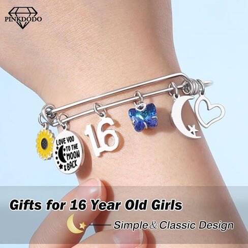 PINKDODO I Love You to the Moon and Back Birthday Bracelets, 5-16 Year Old Girl Gifts for Daughter, Granddaughter, Niece, Friend, Teen Girls in Kuwait