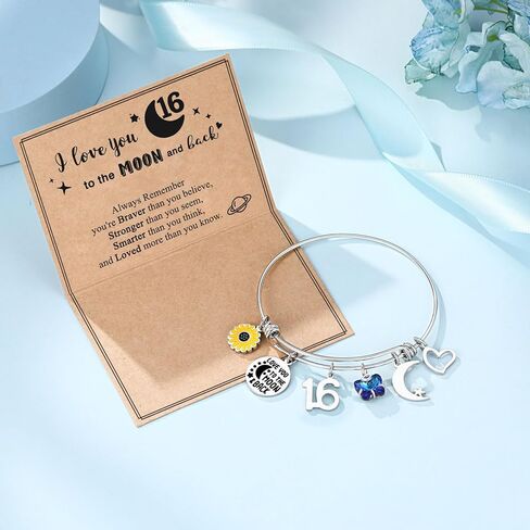 PINKDODO I Love You to the Moon and Back Birthday Bracelets, 5-16 Year Old Girl Gifts for Daughter, Granddaughter, Niece, Friend, Teen Girls in Kuwait