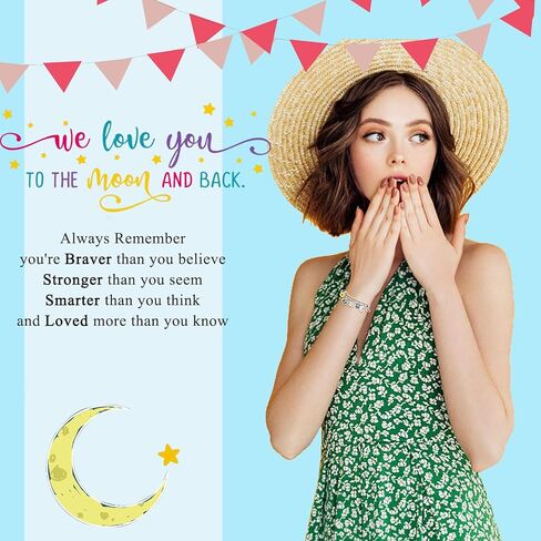 PINKDODO I Love You to the Moon and Back Birthday Bracelets, 5-16 Year Old Girl Gifts for Daughter, Granddaughter, Niece, Friend, Teen Girls in Kuwait