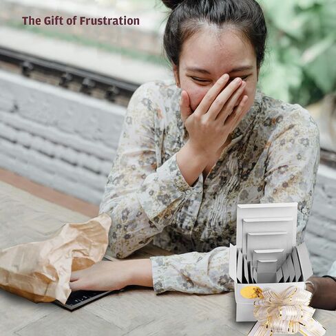 Prank Gift Boxes Nesting Gag Surprise Box Gift Box for Money, White with Bow, 6 Funny White Elephant Birthday Present Boxes (White and Gold) in Saudi Arabia